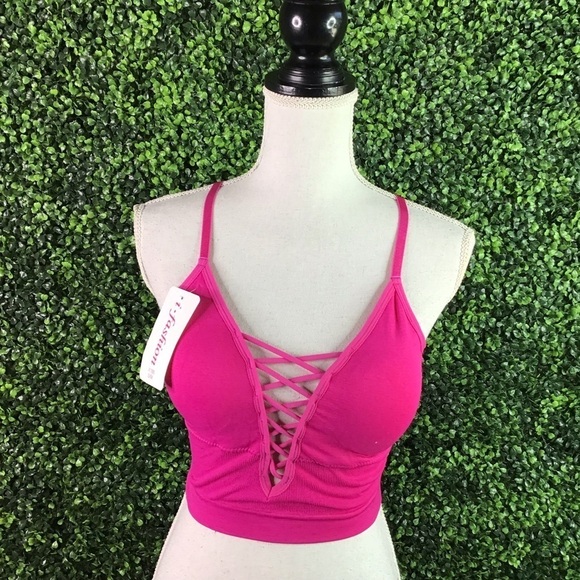 Hot pink bralette crop top nwt - Picture 1 of 4